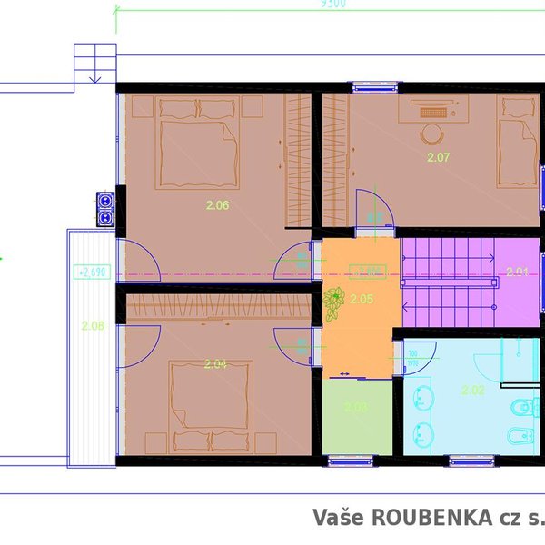 Projekt srubového domu 8 2. nadzemní patro