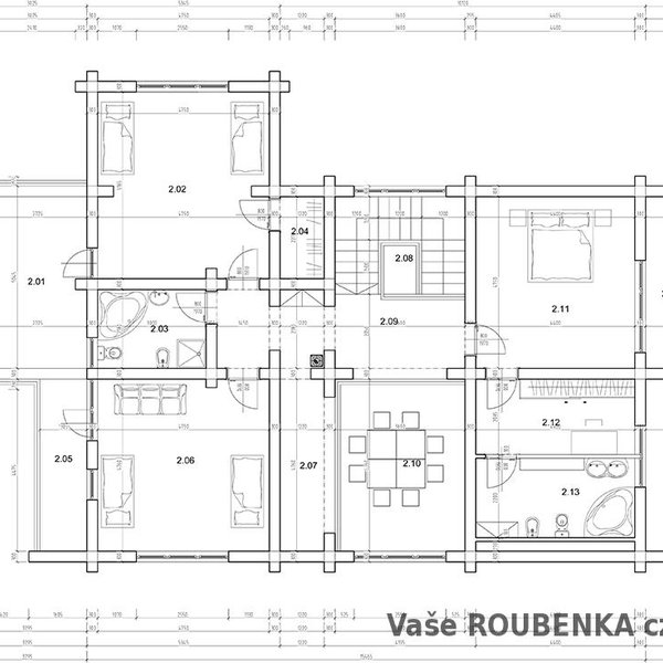 Srubový dům 3, projekt podkroví